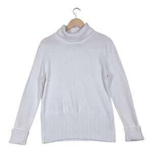 Vintage III State Turtleneck Sweater L White Ribbed Hem Classic Minimalist
